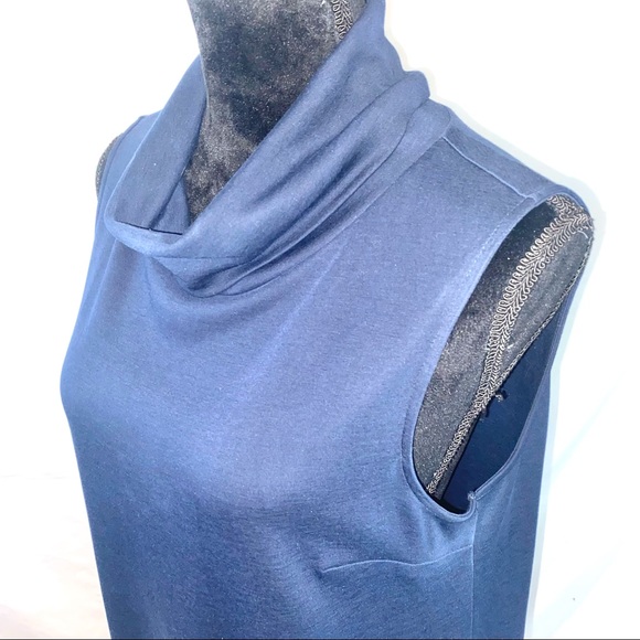 Gran Sasso Dress Medium Blue Sleeveless Turtleneck With Pockets Made in Italy - Picture 5 of 12